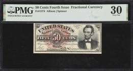 Fr. 1374. 50 Cents. Fourth Issue. PMG Very Fine 30.
An evenly circulated example of this popular design issued only as part of the Fourth Issue of Fr...