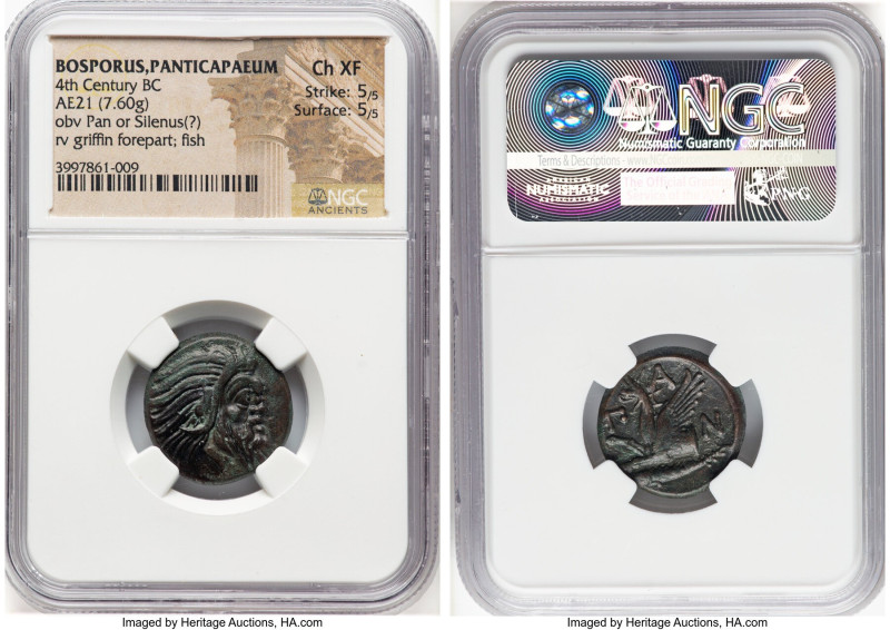 CIMMERIAN BOSPORUS. Panticapaeum. Ca. 4th Century BC. AE (21mm, 7.60 gm, 11h). N...