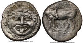 MYSIA. Parium. Ca. 4th century BC. AR hemidrachm (13mm, 11h). NGC Choice VF. Head of Gorgoneion facing, tongue protruding below upper row of teeth, co...