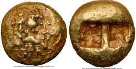 IONIA. Uncertain mint. Ca. 650-600 BC. EL third-stater or trite (11mm, 4.70 gm). NGC XF 4/5 - 4/5. Lydo-Milesian standard. Roughened convex surface / ...