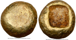 IONIA. Uncertain mint. Ca. 650-600 BC. EL 1/12 stater or hemihecte (8mm, 1.15 gm). NGC VF 5/5 - 4/5. Lydo-Milesian standard. Blank convex surface / In...