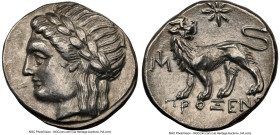 IONIA. Miletus. Ca. 4th-3rd centuries BC. AR drachm (16mm, 3.56 gm, 12h). NGC Choice XF 5/5 - 4/5. Proxenus, magistrate. Laureate head of Apollo left ...