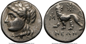IONIA. Miletus. Ca. 4th-3rd centuries BC. AR drachm (14mm, 3.54 gm, 12h). NGC Choice VF 5/5 - 4/5. Neon, magistrate. Laureate head of Apollo left / NE...