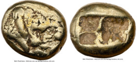 LYDIAN KINGDOM. Walwet (ca. 620-560 BC). EL sixth-stater or hecte (9mm, 2.36 gm). NGC Choice Fine 5/5 - 2/5, marks. Lydo-Milesian standard, Sardes (?)...