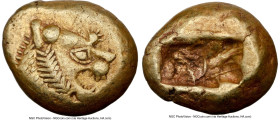LYDIAN KINGDOM. Alyattes or Walwet (ca. 610-546 BC). EL third-stater or trite (13mm, 4.72 gm). NGC Choice VF 4/5 - 4/5, marks. Lydo-Milesian standard,...