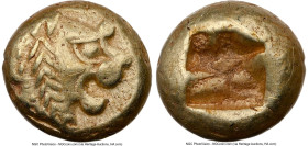 LYDIAN KINGDOM. Alyattes or Walwet (ca. 610-546 BC). EL 1/12 stater or hemihecte (7mm, 1.18 gm). NGC Choice XF 5/5 - 4/5. Lydo-Milesian standard, Sard...