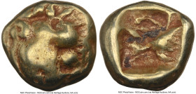 LYDIAN KINGDOM. Alyattes or Walwet (ca. 610-546 BC). EL 1/12 stater or hemihecte (8mm, 1.16 gm). NGC Choice Fine 5/5 - 4/5. Lydo-Milesian standard, Sa...