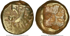 LYDIAN KINGDOM. Alyattes or Walwet (ca. 610-546 BC). EL 1/24 stater or myshemihecte (6mm, 0.65 gm). NGC Choice VF 5/5 - 4/5. Phocaic standard. Head of...