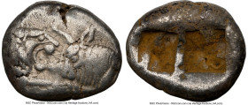 LYDIAN KINGDOM. Croesus (561-546 BC). AR half-stater or siglos (16mm, 5.25 gm). NGC VF 4/5 - 4/5. Croeseid standard, Sardes. Confronted foreparts of l...