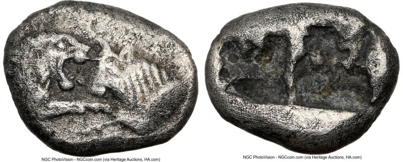 LYDIAN KINGDOM. Croesus (561-546 BC). AR sixth-stater (11mm, 1.61 gm). NGC Choic...