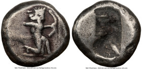 ACHAEMENID PERSIA. Darius I-Xerxes I (ca. 505-480 BC). AR siglos (15mm). NGC Choice Fine. Sardes. Persian king or hero, wearing cidaris and candys, qu...