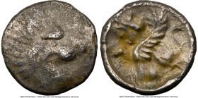 CILICIA. Uncertain mint. Ca. 5th century BC. AR hemiobol (7mm, 1h). NGC VF. Head of roaring lion right / Sphinx seated left, right forepaw raised. Kle...