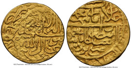 Safavid. Muhammad Khudabandah (AH 985-995 / AD 1578-1588) gold 1/2 Mithqal AH 986 (AD 1578/1579) AU58 NGC, Yazd mint, A-2617 (S). 2.30gm. Himself a po...
