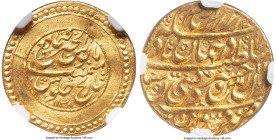 Afsharid. Nadir Shah gold Ashraf AH 1148//1149 (AD 1735/1736) UNC Details (Bent) NGC, Qazwin mint, A-2741 (R). Dual dated AH1149 for the date of the c...