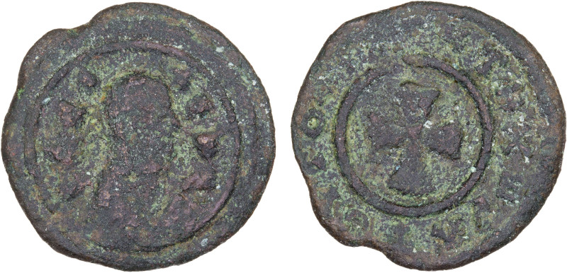 AXUM: Anonymous, 4th century AD, AE unit (0.91g), M&J-52, bust right // cross in...