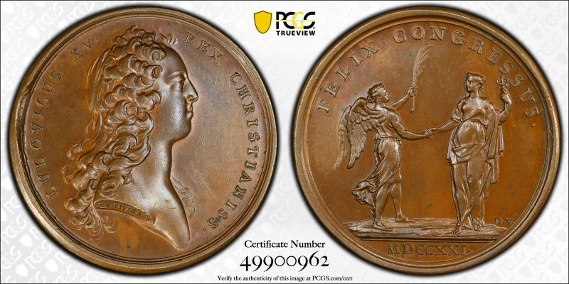 FRANCE: Louis XV, 1715-1774, AE medal (23.37g), 1721, 41mm bronze medal by Jean ...
