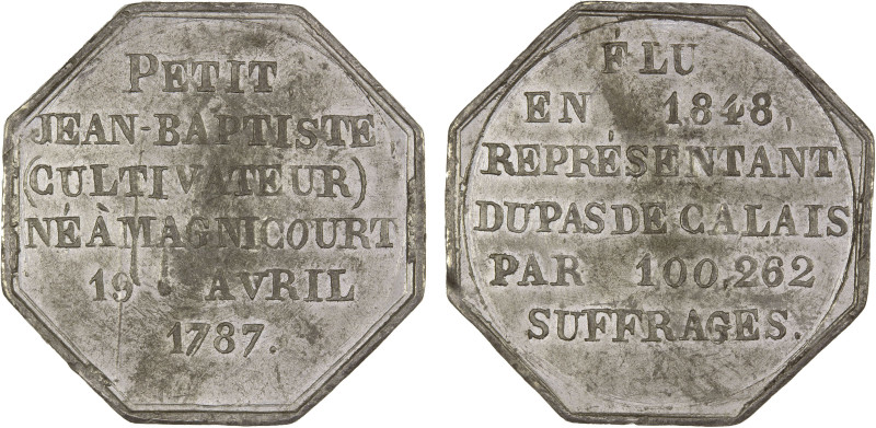 FRANCE: campaign medal (20.02g), 1848, Collignon-43, 36mm octagonal tin campaign...