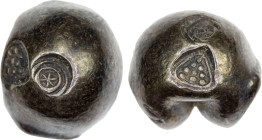 THAI KINGDOMS: Ayutthaya, ca. 15th-17th century, AR baht (14.74g), Krisadaolarn-C409, "bullet money" (pot duang), chakra and ratchawat countermarks, n...