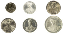 THAILAND: Rama IX, 1946-2016, SET of 6 coins, BE2530 (1987), 6-piece uncirculated set for the 60th Birthday of King Rama IX, including KM-194-195-196-...