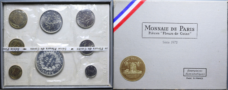 FRANCIA SERIE 1972 CON AG. IN CONFEZIONE FDC