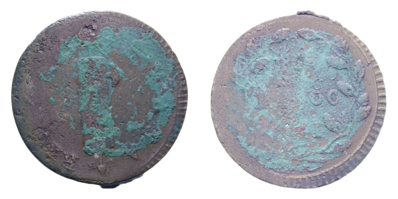 ROMA PRIMA REPUBBLICA ROMANA (1798-1799) 2 BAIOCCHI CU. 15,87 GR. MB