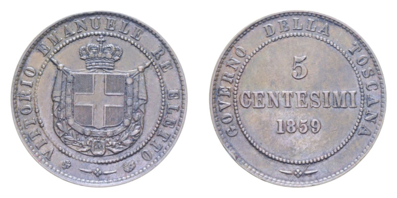 VITT. EMANUELE II RE ELETTO (1859-1861) 5 CENT. 1859 BIRMINGHAM CU. 4,93 GR. BB-...