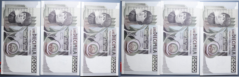 REPUBBLICA ITALIANA 10000 LIRE CASTAGNO LOTTO 6 PEZZI qFDS/FDS
