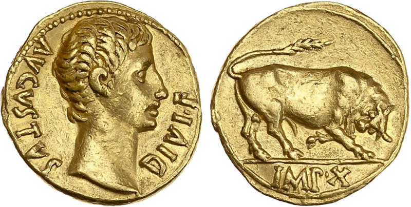 OCTAVE AUGUSTE (-27/+14)
Aureus : Taureau cornupète chargeant à droite
 - TTB ...