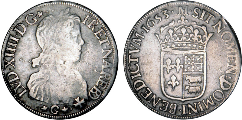 LOUIS XIV le Grand (1643-1715)
Écu de Béarn à la mèche longue
1653 M - TB 25 (...