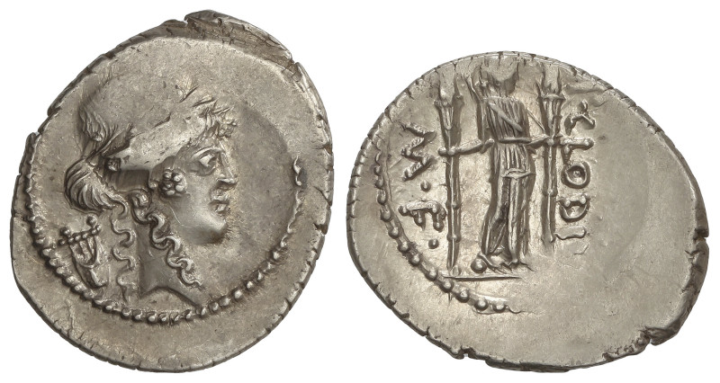 ROMAN COINS: ROMAN REPUBLIC

Denario. 42 a.C. CLAUDIA. P. Claudius M. f. Turri...