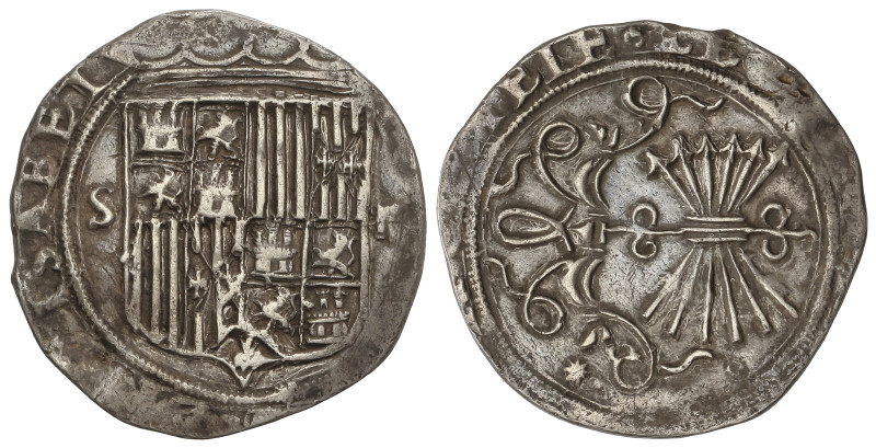 SPANISH MONARCHY: FERDINAND AND ISABELLA

2 Reales. SEVILLA. Anv.: S-Escudo-II...