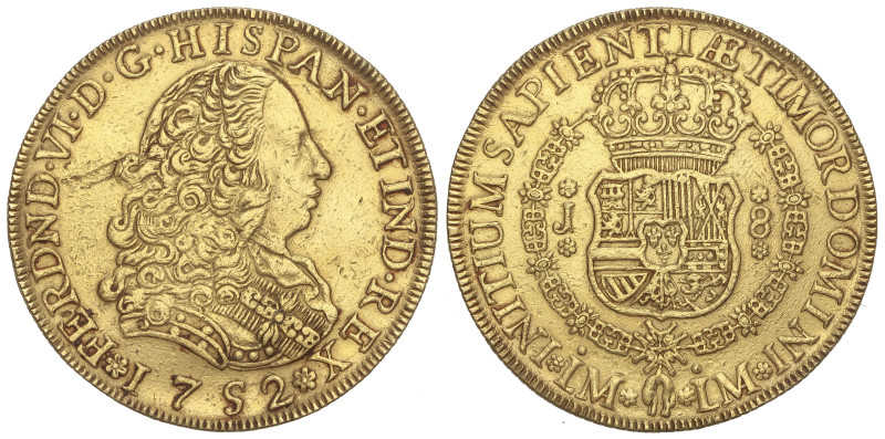 SPANISH MONARCHY: FERDINAND VI

8 Escudos. 1752. LIMA. J. 26,38 grs. (Golpecit...