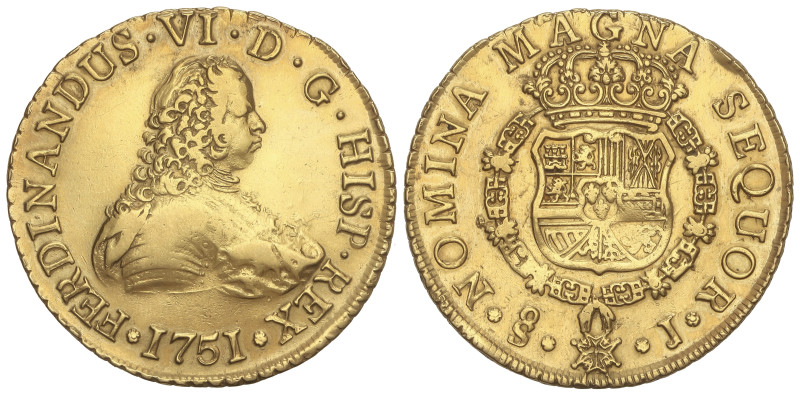 SPANISH MONARCHY: FERDINAND VI

8 Escudos. 1751. SANTIAGO. J. 26,86 grs. (Algo...