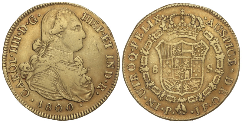 SPANISH MONARCHY: CHARLES IV

8 Escudos. 1800. POPAYAN. J.F. 26,60 grs. (Desco...
