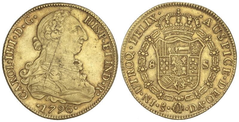 SPANISH MONARCHY: CHARLES IV

8 Escudos. 1796. SANTIAGO. D.A. 27,01 grs. Busto...