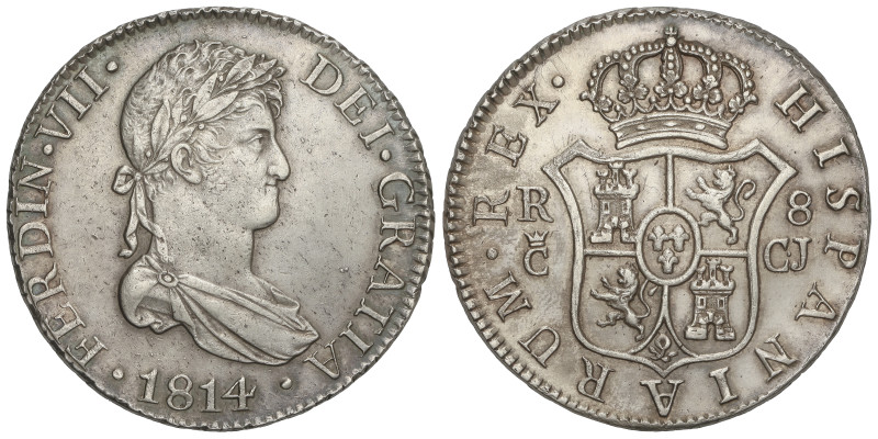 SPANISH MONARCHY: FERDINAND VII

8 Reales. 1814. CÁDIZ. C.J. 26,82 grs. Leve y...