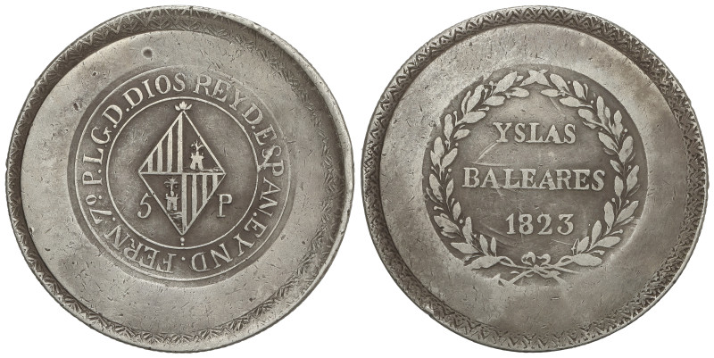 SPANISH MONARCHY: FERDINAND VII

5 Pesetas. 1823. MALLORCA. 26,76 grs. Leve pá...