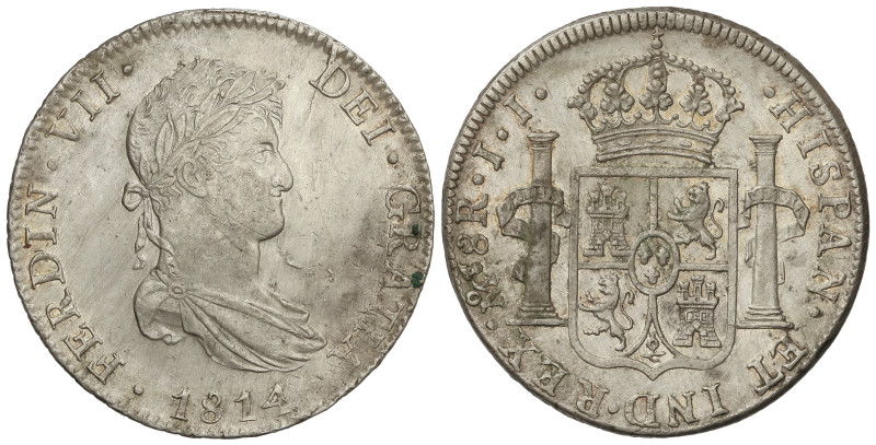 SPANISH MONARCHY: FERDINAND VII

8 Reales. 1814. MÉXICO. J.J. 26,93 grs. (Rayi...
