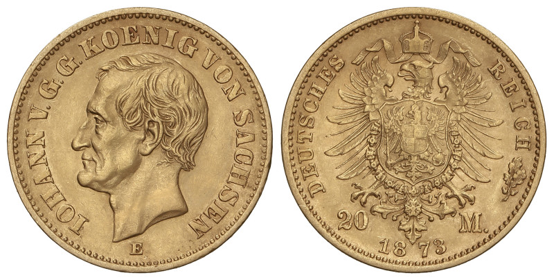 WORLD COINS: GERMAN STATES

20 Mark. 1873-E. JOHANN. SAXONY-ALBERTINE. 7,93 gr...