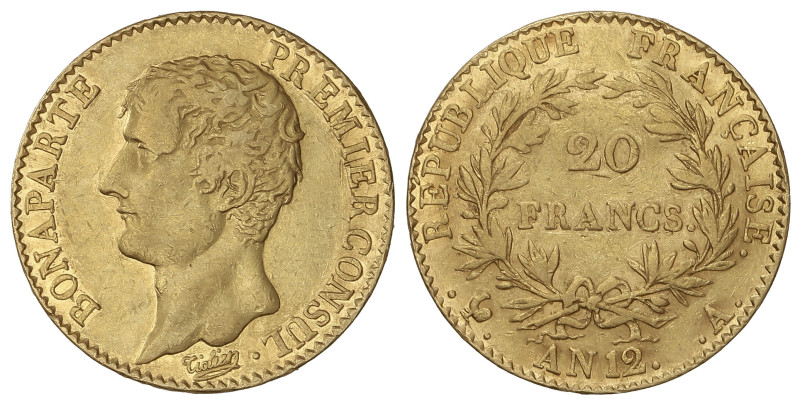 WORLD COINS: FRANCE

20 Francs. AN-12A. BONAPARTE PREMIER CONSUL. PARIS. 6,39 ...