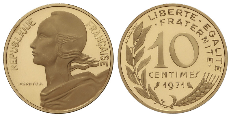 WORLD COINS: FRANCE

Piefort 10 Centimes. 1971. 12,55 grs. AU (920). MUY RARA....