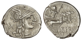ROMAN COINS: ROMAN REPUBLIC

Denario. 135 a.C. TREBANIA. L. Trebanius. Anv.: Cabeza de Roma a derecha, detrás X. Rev.: Júpiter en cuadriga a derecha...