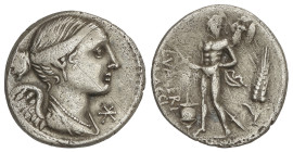 ROMAN COINS: ROMAN REPUBLIC

Denario. 96 a.C. VALERIA. L. Valerius Flaccus. Anv.: Busto de la Victoria a derecha. Rev.: Marte de pie a izquierda con...