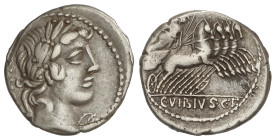 ROMAN COINS: ROMAN REPUBLIC

Denario. 90 a.C. VIBIA. C. Vibius C.f. Pansa. Anv.: Cabeza laureada de Apolo a derecha, entre PANSA y arado. Rev.: Mine...
