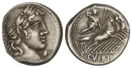 ROMAN COINS: ROMAN REPUBLIC

Denario. 90 a.C. VIBIA. C. Vibius C. f. Pansa. Anv.: Cabeza laureada de Apolo a derecha, entre PANSA y símbolo. Rev.: M...