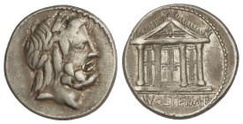 ROMAN COINS: ROMAN REPUBLIC

Denario. 78 a.C. VOLTEIA. M. Volteius M.f. Anv.: Cabeza de Júpiter a derecha. Rev.: Templo tetrástilo de Júpiter Capito...