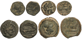 ROMAN COINS: ROMAN REPUBLIC

Lote 3 monedas Uncia (Quartuncia), Sextans, Quadrans y Triens. 215-211 a.C. ANÓNIMA. AE. Todos los reversos con proa a ...