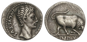 ROMAN COINS: ROMAN EMPIRE

Denario. 15-13 a.C. AUGUSTO. Anv.: AVGVSTVS DIVI F. Cabeza descubierta de Augusto a derecha. Rev.: IMP. X. Toro a derecha...