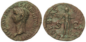 ROMAN COINS: ROMAN EMPIRE

As. 41 d.C. CLAUDIO. Anv.: TI. CLAVDIVS CAESAR AVG. P. M. TR. P. IMP. P. P.Cabeza descubierta a izquierda. Rev.: LIBERTAS...