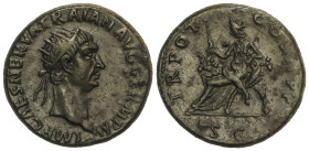 ROMAN COINS: ROMAN EMPIRE

Dupondio. 98-99 d.C. TRAJANO. Anv.: IMP. CAES. NERVA TRAIAN. AVG. GERM. P. M. Cabeza radiada a derecha. Rev.: TR. POT. CO...